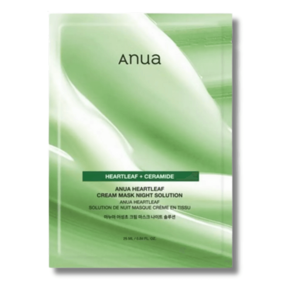 Зміцнююча нічна тканинна маска з керамідами та екстрактом хауттюйнії - Anua Heartleaf Cream Sheet Mask Night Solution