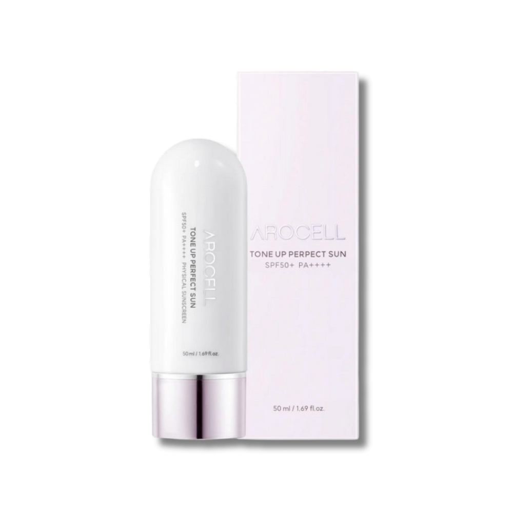 Сонцезахисний крем з ефектом освітлення тону та захистом від інфрачервоних променів - Arocell Tone Up Perfect Sun SPF 50+ PA++++