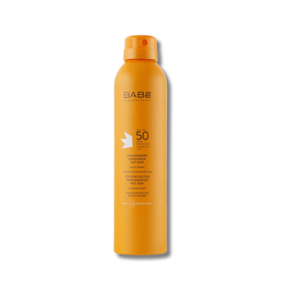 Сонцезахисний водостійкий спрей SPF 50 із прозорою консистенцією - Babe Laboratorios Transparent Sunscreen Wet Skin SPF 50+