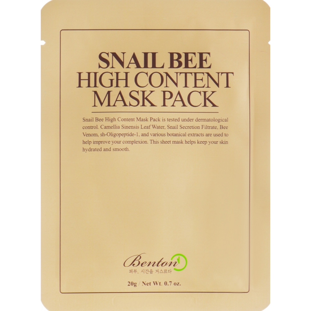 Маска з муцином равлика і отрутою бджоли - Benton Snail Bee High Content Mask 