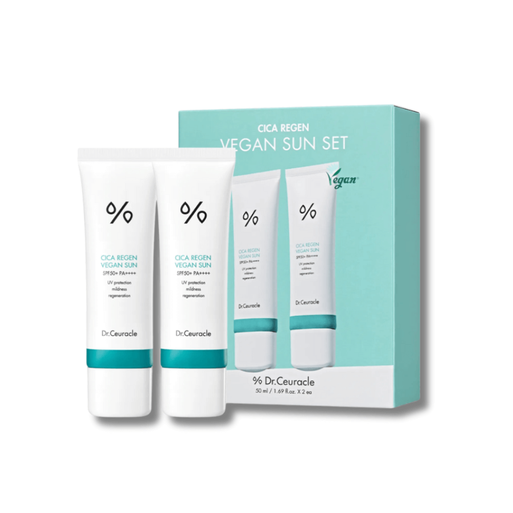 Набір сонцезахисних веганських кремів з центелою азіатською - Dr.Ceuracle Cica Regen Vegan Sun Set DUO 