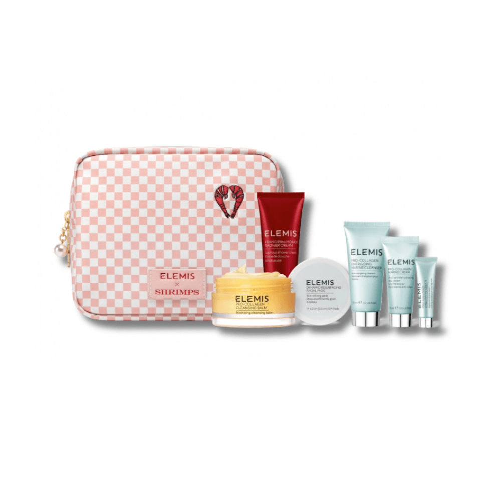 Колекція бестселерів у дизайнерській тревел косметичці - Elemis Kit: Shrimps Travel Icons Collection