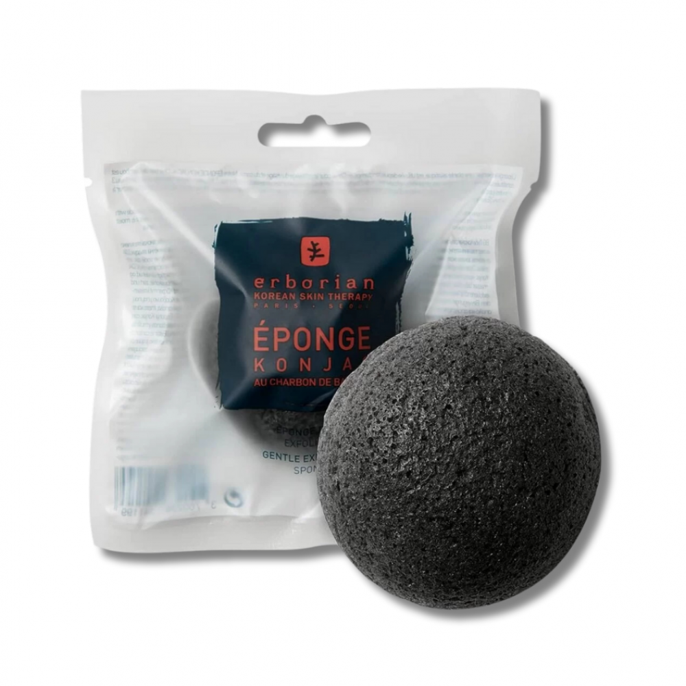 Делікатний спонж-ексфоліант з бамбуковим вугіллям  - Erborian Charcoal Konjac Sponge