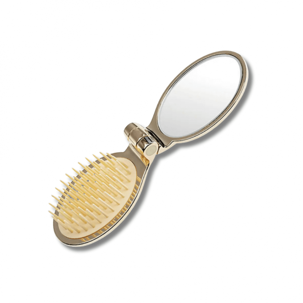 Міні-гребінець із дзеркалом золотий - Janeke Gold Folding Mirror Brush
