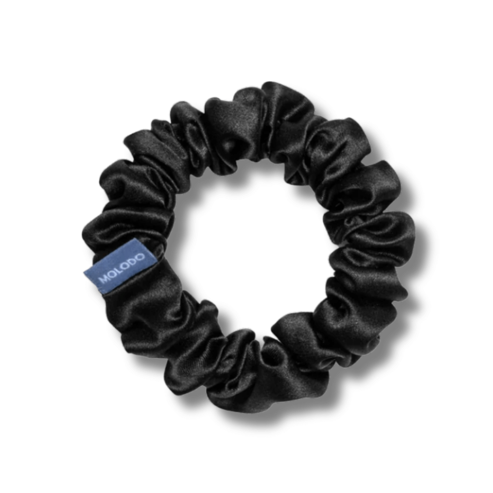Шовкова резинка для волосся чорна - MOLODO Silk Scrunchie Medium Black