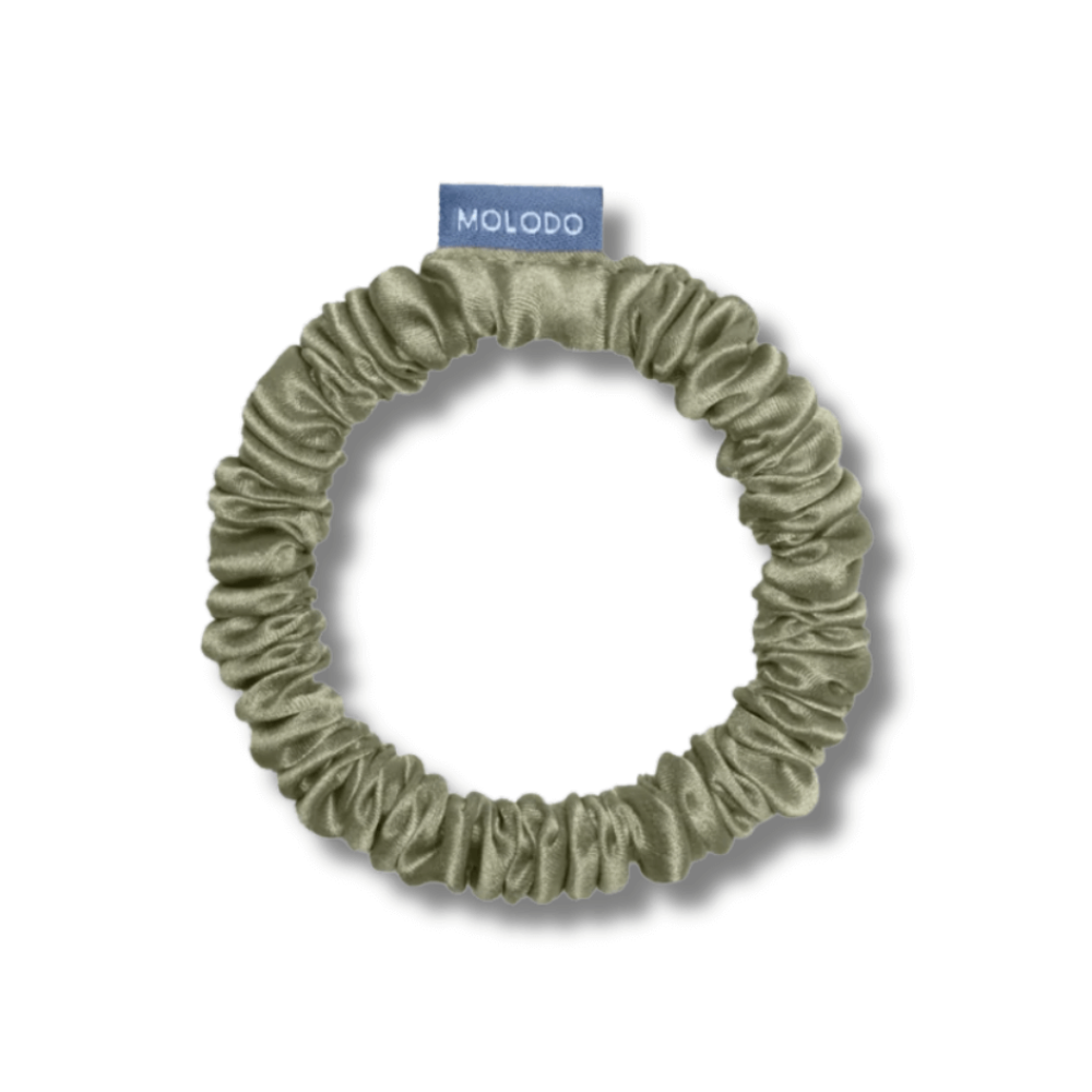 Шовкова резинка для волосся оливкова - MOLODO Silk Scrunchie Small Forest Moss