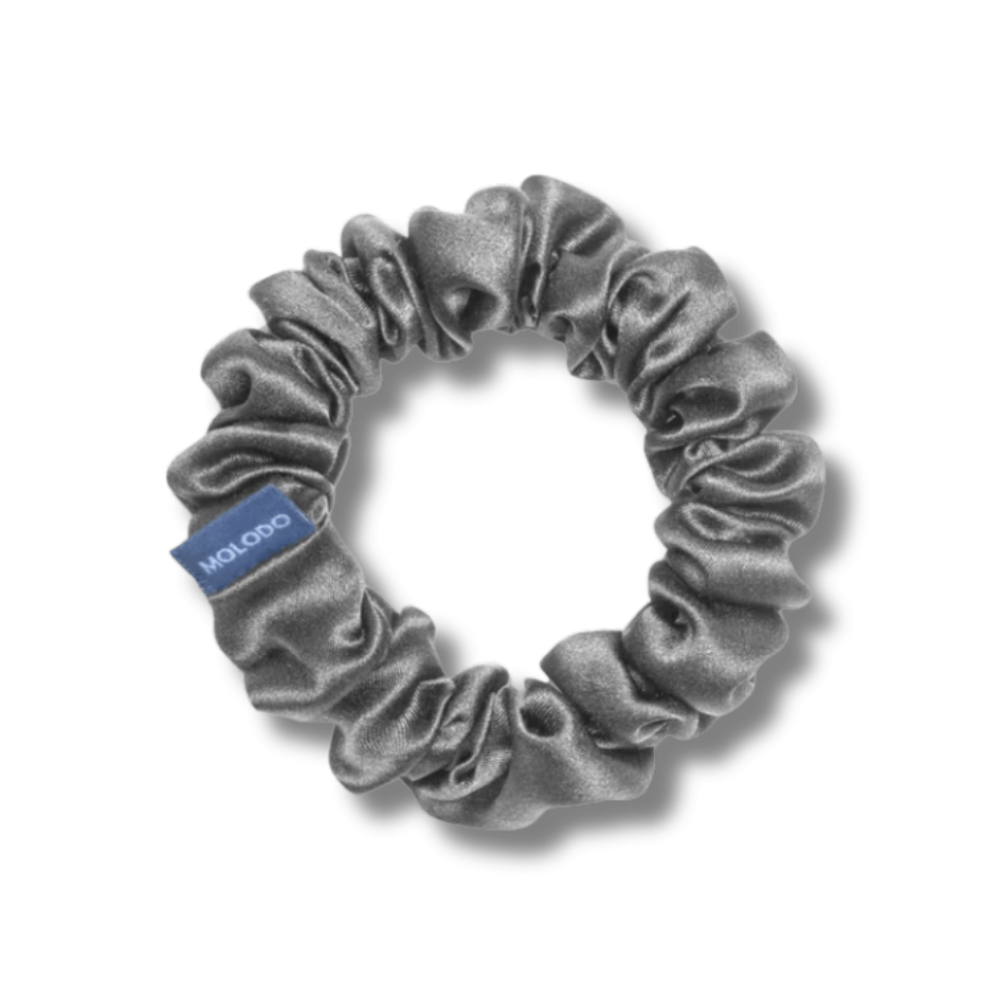 Шовкова резинка для волосся сіра - MOLODO Silk Scrunchie Medium Stone Grey