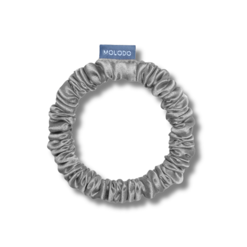 Шовкова резинка для волосся сіра - MOLODO Silk Scrunchie Small Stone Grey