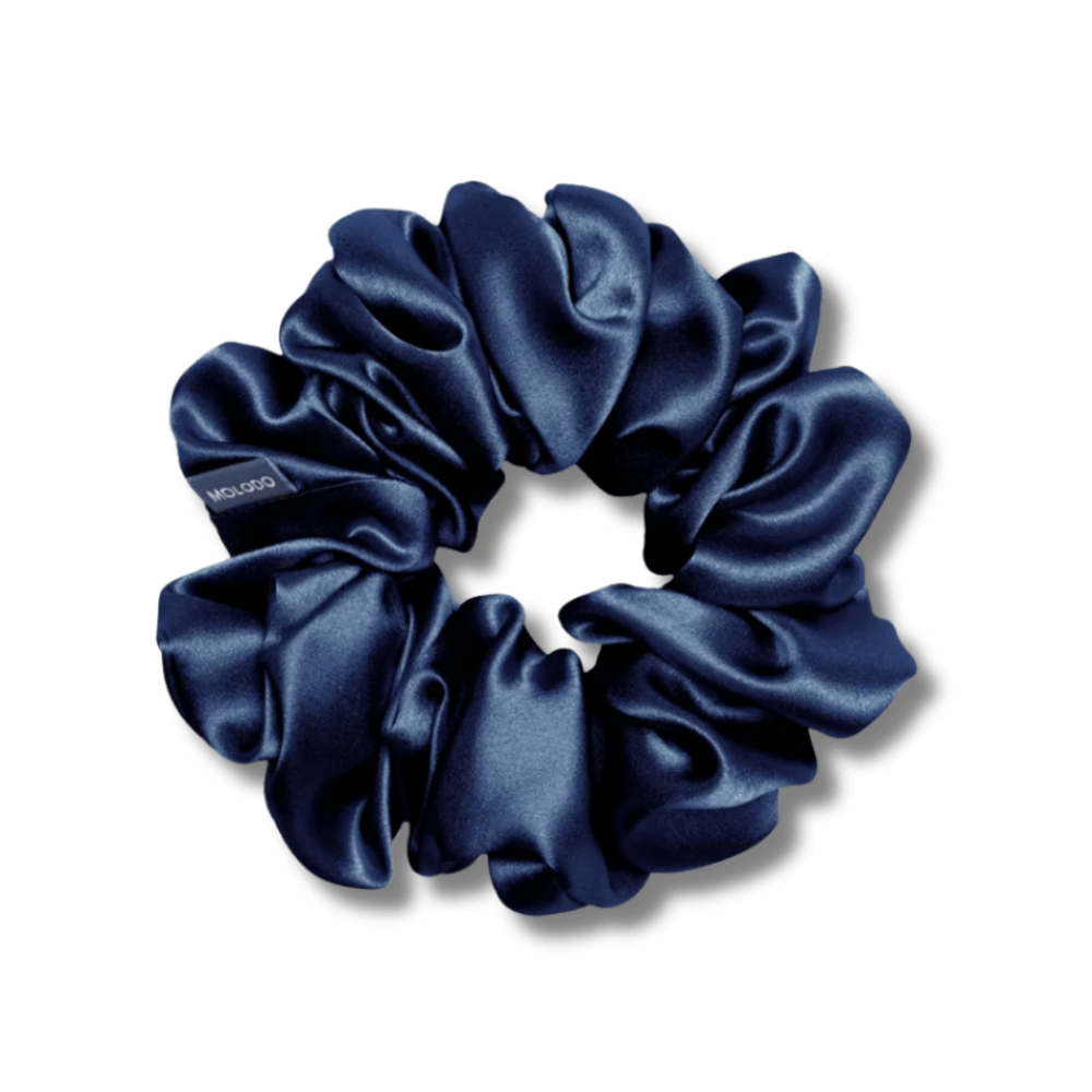Шовкова резинка для волосся темно-синя - MOLODO Silk Scrunchie Large Deep Sea