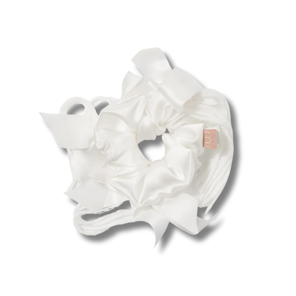 Дизайнерська шовкова резинка біла - MON MOU x BOBKOVA Silk Large Scrunchie White