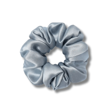 Об'ємна резинка для волосся сіро-блакитна  - MON MOU Silk Large Scrunchie Gray Blue