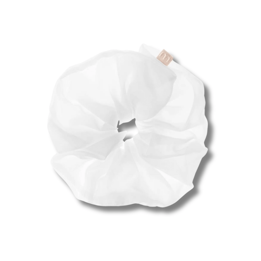 Супер об'ємна резинка для волосся біла - MON MOU Silk Volume Scrunchie White