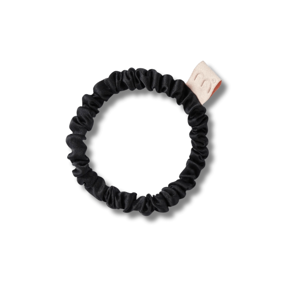 Тонка резинка для волосся чорна - MON MOU Silk Slim Scrunchie Black