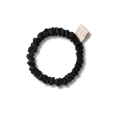 Тонка резинка для волосся чорна - MON MOU Silk Slim Scrunchie Black