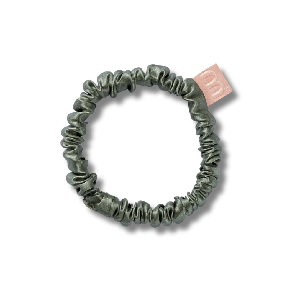 Тонка резинка для волосся оливкова - MON MOU Silk Slim Scrunchie Olive