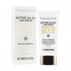 Сонцезахисний крем з комплексом пептидів та шовку - Medi-Peel Active Silky Sun Cream SPF50+ /PA+++