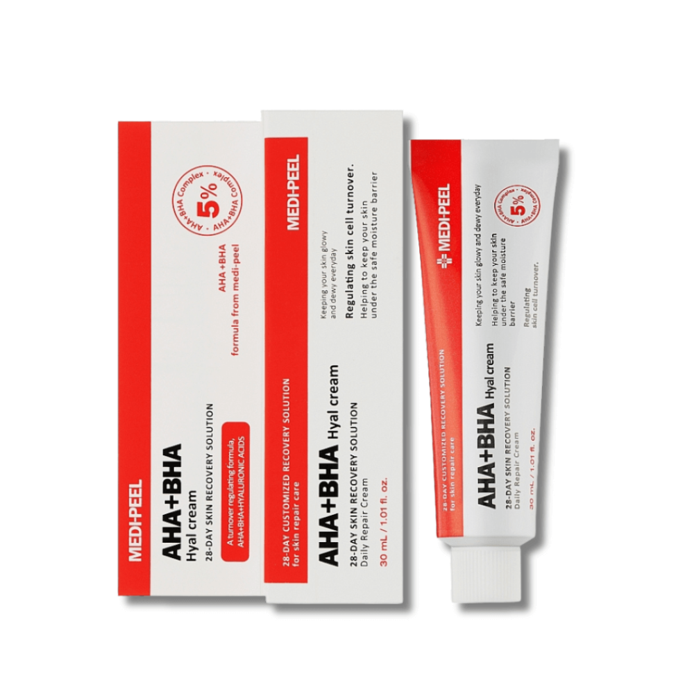 Відновлюючий крем-пілінг для обличчя із кислотами та пептидами - Medi-Peel AHA BHA 28 Days Hyal Cream