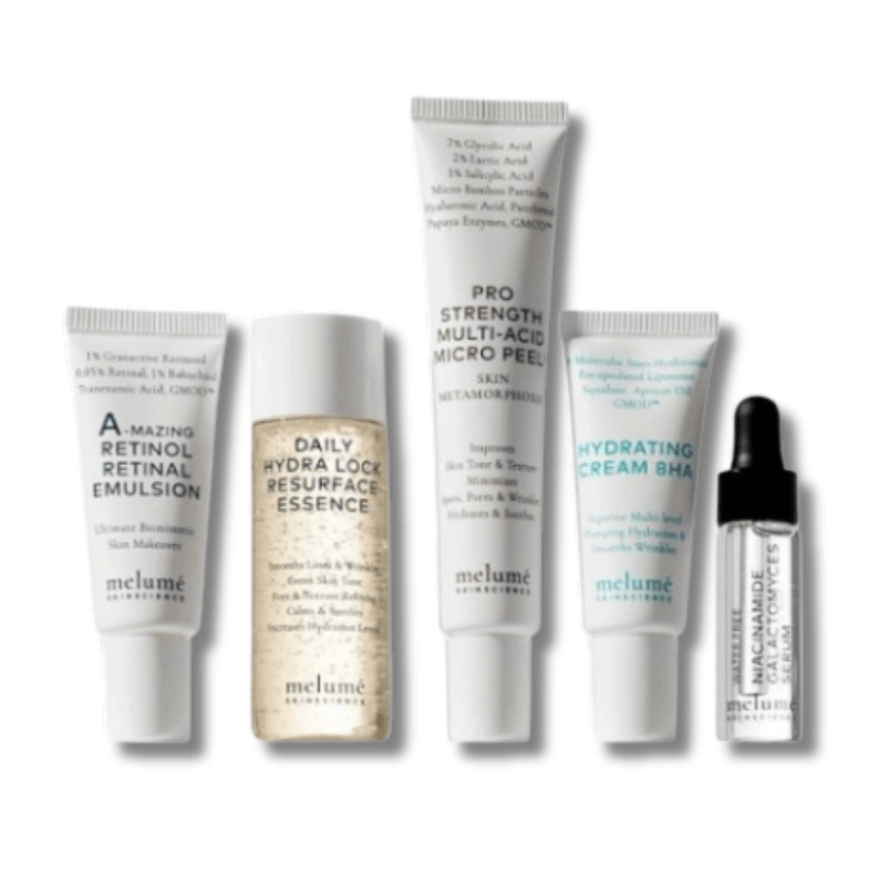 Стартовый набор с пятью миниатюрами и косметичкой - Melume Skinsetional Starter Kit