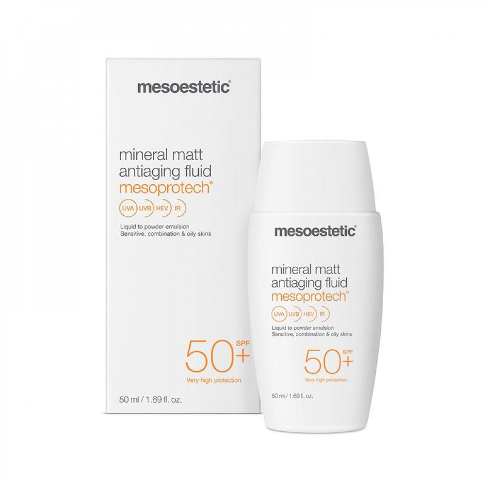 Мінеральний матуючий флюїд для жирної шкіри SPF 50+ - Mesoestetic Mineral matt antiaging fluid SPF 50+
