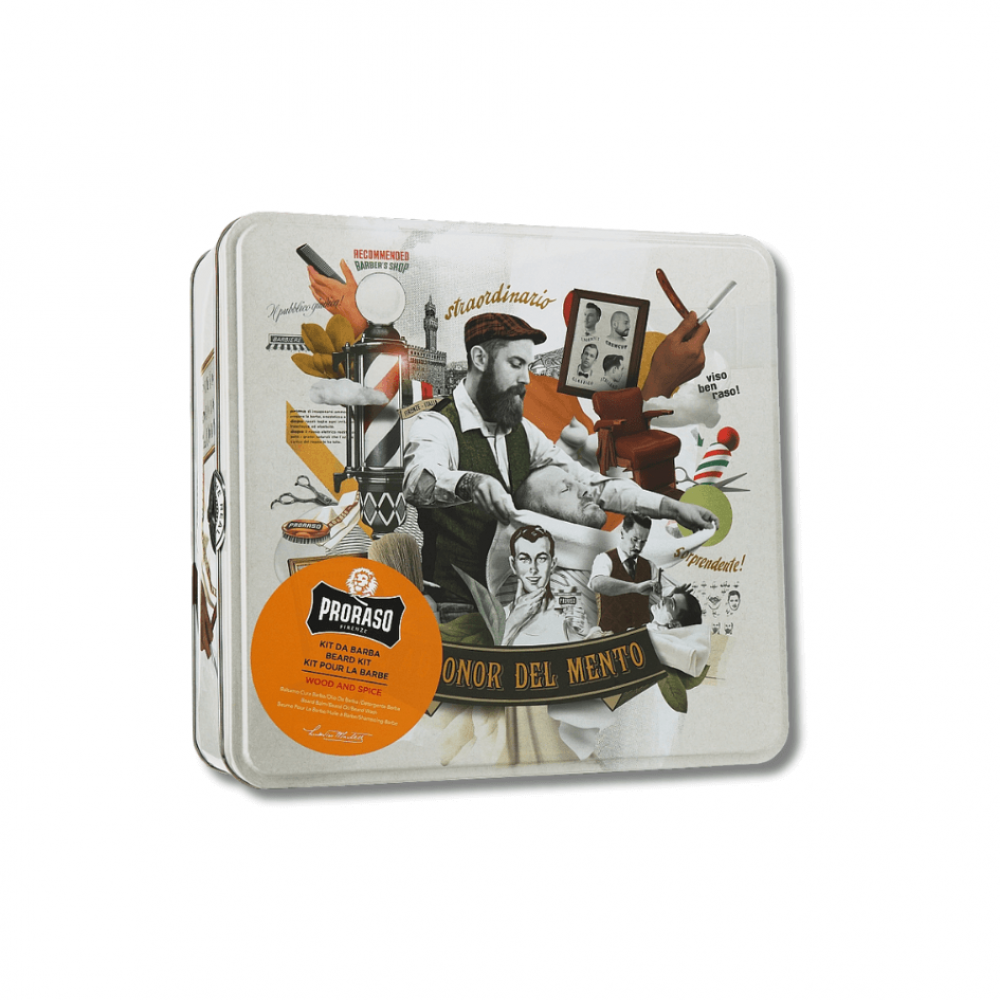 Набір для догляду за бородою - Proraso Metal Box Beard Care Wood & Spice 