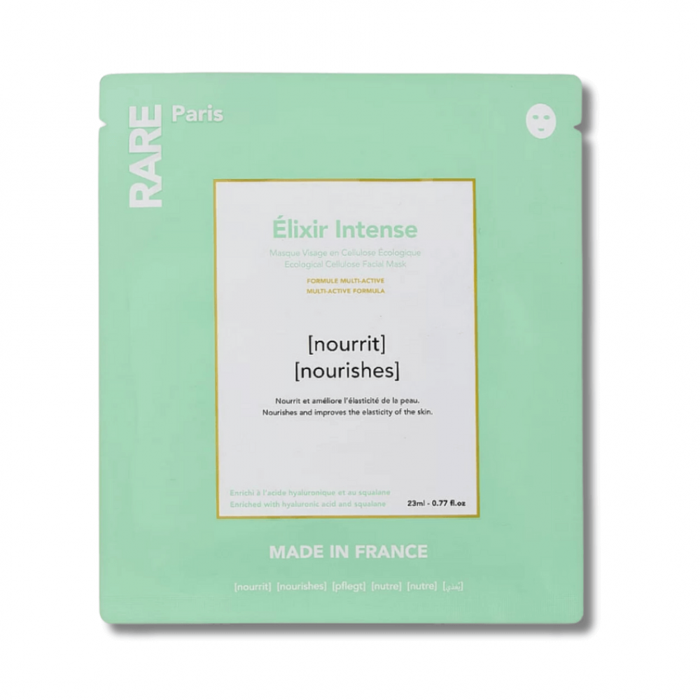 Поживна маска для обличчя з гіалуроновою кислотою та скваланом - Rare Paris Elixir Intence Ecological Cellulose Facial Mask