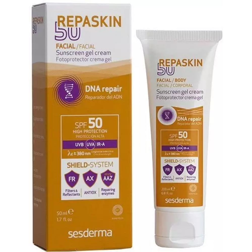 Сонцезахисний крем-гель для обличчя SPF50 - Sesderma Repaskin Facial Sunscreen gel crem