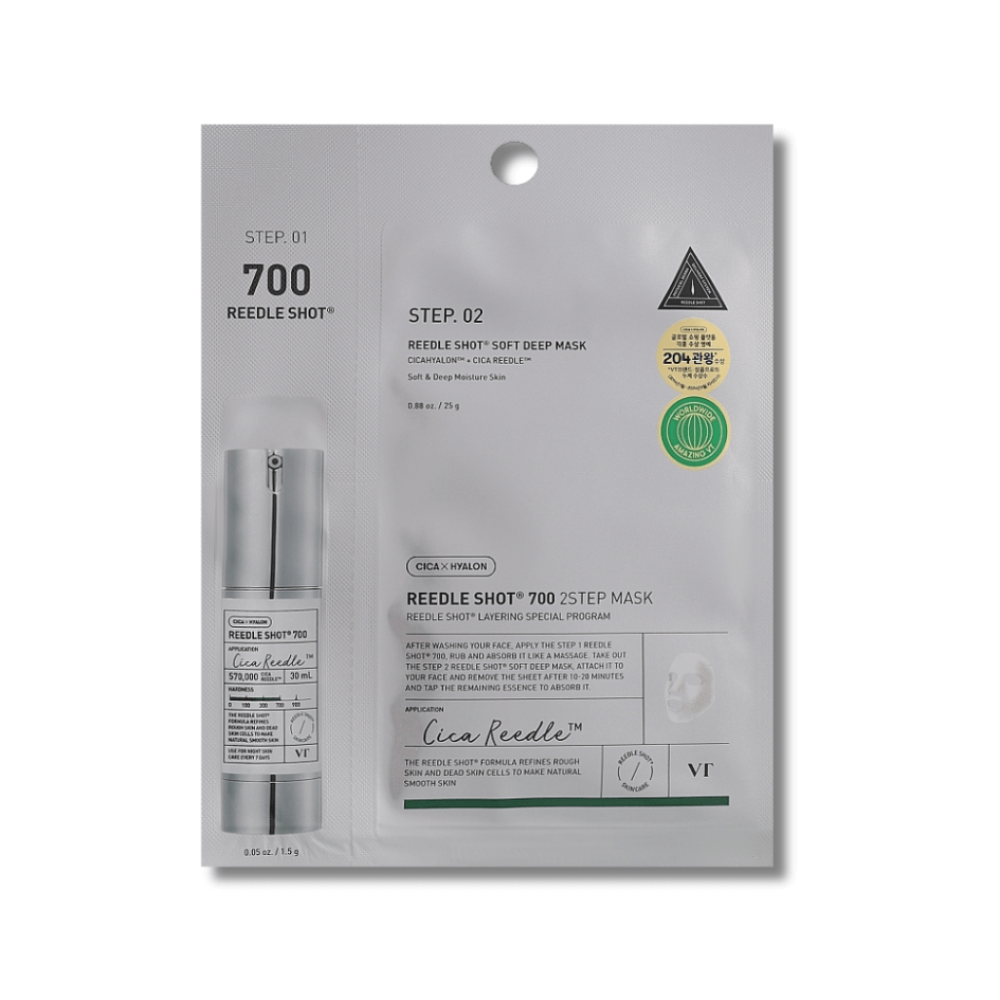 Зміцнювальна тканинна маска для обличчя з концентрацією спікул - VT Cosmetics Reedle Shot 700 2 Step Mask